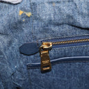 PRADA Canapa MM Hand Bag Denim Blue Gold Auth ka6817-22
