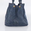 PRADA Canapa MM Hand Bag Denim Blue Gold Auth ka6817-5