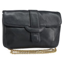 CELINE Chain Shoulder Bag Leather Black Gold Auth ka682-1