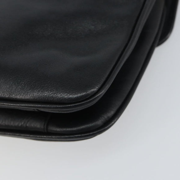 CELINE Chain Shoulder Bag Leather Black Gold Auth ka682