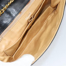 CELINE Chain Shoulder Bag Leather Black Gold Auth ka682-12