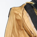 CELINE Chain Shoulder Bag Leather Black Gold Auth ka682-19