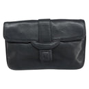 CELINE Chain Shoulder Bag Leather Black Gold Auth ka682-13