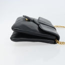 CELINE Chain Shoulder Bag Leather Black Gold Auth ka682-3