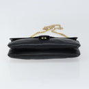 CELINE Chain Shoulder Bag Leather Black Gold Auth ka682-5