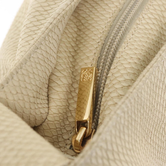 LOEWE Shoulder Bag Suede Ivory Gold Auth ka6822