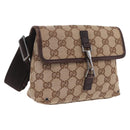 GUCCI GG Canvas Waist bag Beige Silver 92543 Auth ka6823-1