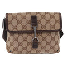 GUCCI GG Canvas Waist bag Beige Silver 92543 Auth ka6823-2