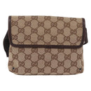 GUCCI GG Canvas Waist bag Beige Silver 92543 Auth ka6823-3