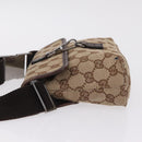 GUCCI GG Canvas Waist bag Beige Silver 92543 Auth ka6823-5