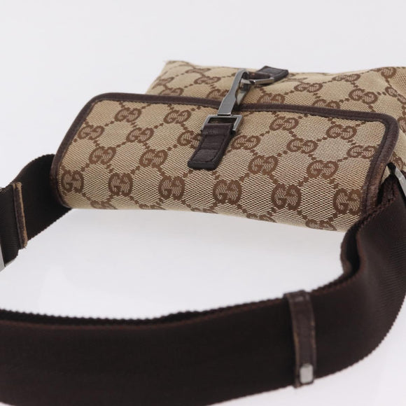 GUCCI GG Canvas Waist bag Beige Silver 92543 Auth ka6823