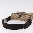 GUCCI GG Canvas Waist bag Beige Silver 92543 Auth ka6823-7