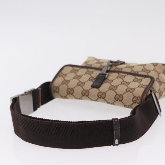 GUCCI GG Canvas Waist bag Beige Silver 92543 Auth ka6823