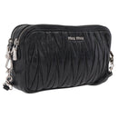 Miu Miu Matelasse Shoulder Bag Leather Black Silver Auth ka6824V-1