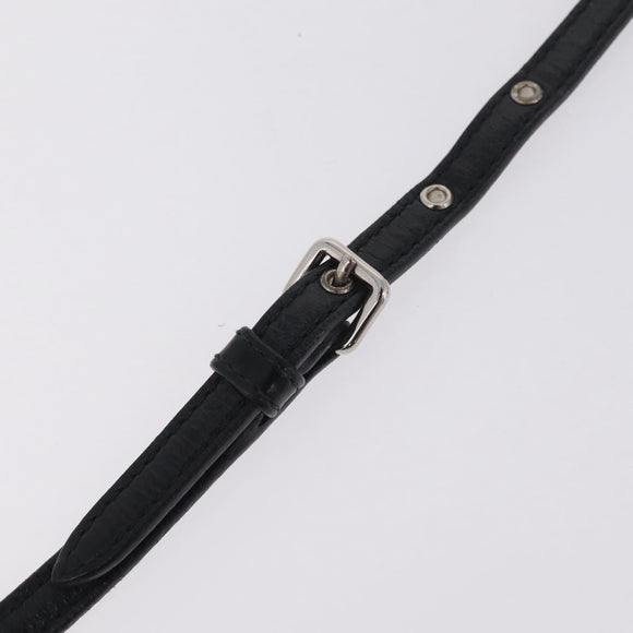 Miu Miu Matelasse Shoulder Bag Leather Black Silver Auth ka6824V