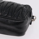 Miu Miu Matelasse Shoulder Bag Leather Black Silver Auth ka6824V-13