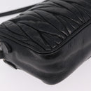 Miu Miu Matelasse Shoulder Bag Leather Black Silver Auth ka6824V-14
