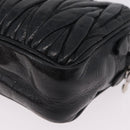 Miu Miu Matelasse Shoulder Bag Leather Black Silver Auth ka6824V-15