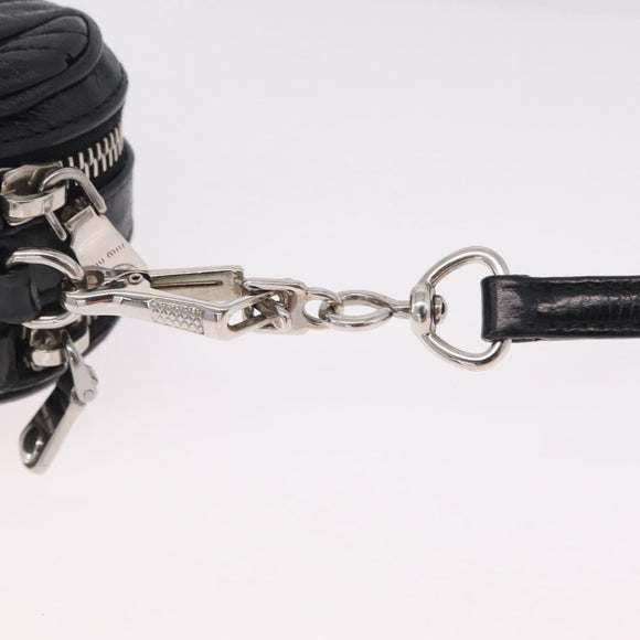 Miu Miu Matelasse Shoulder Bag Leather Black Silver Auth ka6824V