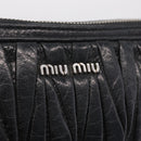 Miu Miu Matelasse Shoulder Bag Leather Black Silver Auth ka6824V-17