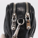 Miu Miu Matelasse Shoulder Bag Leather Black Silver Auth ka6824V-18