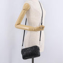Miu Miu Matelasse Shoulder Bag Leather Black Silver Auth ka6824V-28