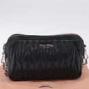 Miu Miu Matelasse Shoulder Bag Leather Black Silver Auth ka6824V-29