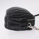 Miu Miu Matelasse Shoulder Bag Leather Black Silver Auth ka6824V-4