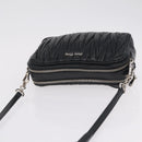 Miu Miu Matelasse Shoulder Bag Leather Black Silver Auth ka6824V-6