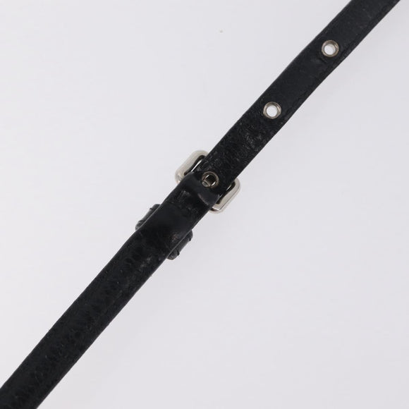 Miu Miu Matelasse Shoulder Bag Leather Black Silver Auth ka6824V