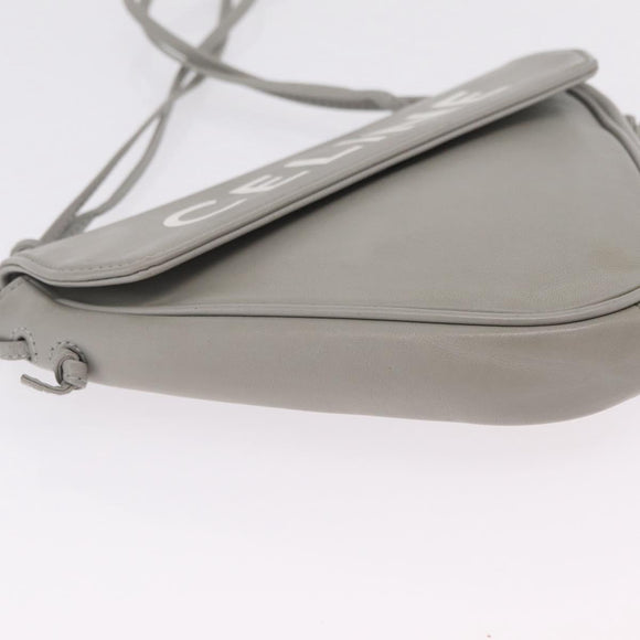 CELINE Triangle Bag Leather Gray Auth ka6826A