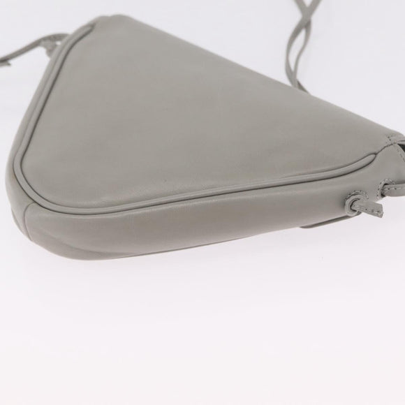 CELINE Triangle Bag Leather Gray Auth ka6826A