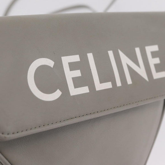 CELINE Triangle Bag Leather Gray Auth ka6826A