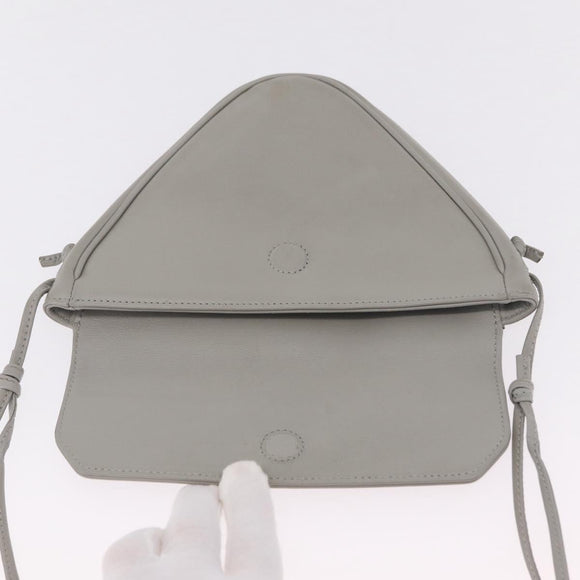 CELINE Triangle Bag Leather Gray Auth ka6826A