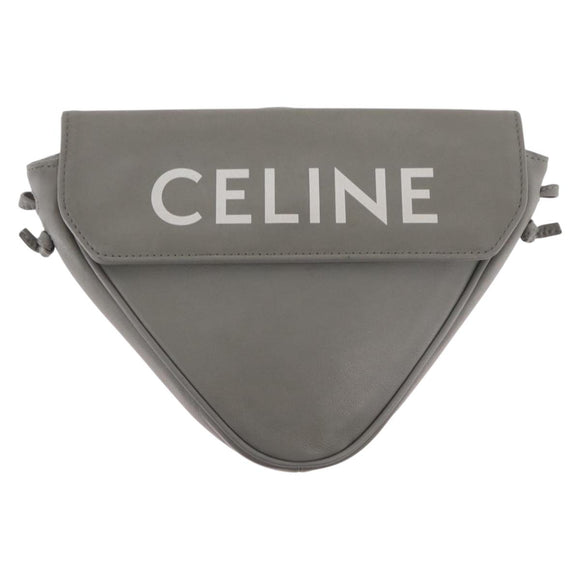 CELINE Triangle Bag Leather Gray Auth ka6826A