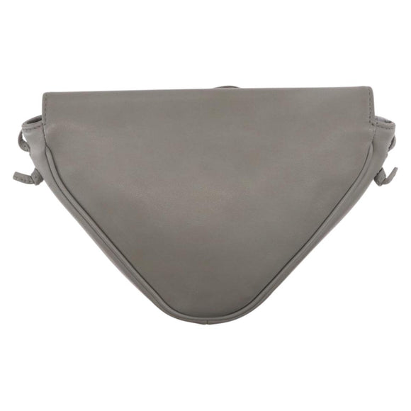 CELINE Triangle Bag Leather Gray Auth ka6826A