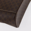 CELINE Macadam Canvas Vanity Pouch PVC Leather Brown Gold Auth ka683-16