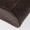 CELINE Macadam Canvas Vanity Pouch PVC Leather Brown Gold Auth ka683-17
