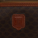 CELINE Macadam Canvas Vanity Pouch PVC Leather Brown Gold Auth ka683-18