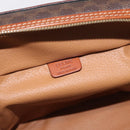 CELINE Macadam Canvas Vanity Pouch PVC Leather Brown Gold Auth ka683-19