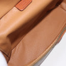 CELINE Macadam Canvas Vanity Pouch PVC Leather Brown Gold Auth ka683-11