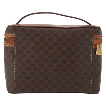 CELINE Macadam Canvas Vanity Pouch PVC Leather Brown Gold Auth ka683 - 0