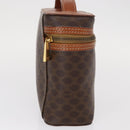 CELINE Macadam Canvas Vanity Pouch PVC Leather Brown Gold Auth ka683-4