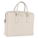 PRADA Business Bag Saffiano leather White Silver Auth ka6834-1