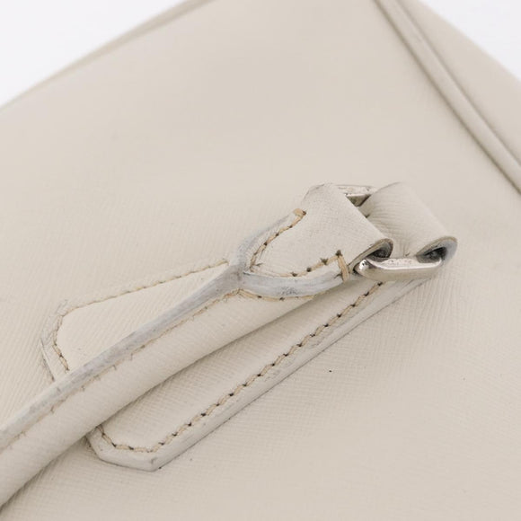 PRADA Business Bag Saffiano leather White Silver Auth ka6834