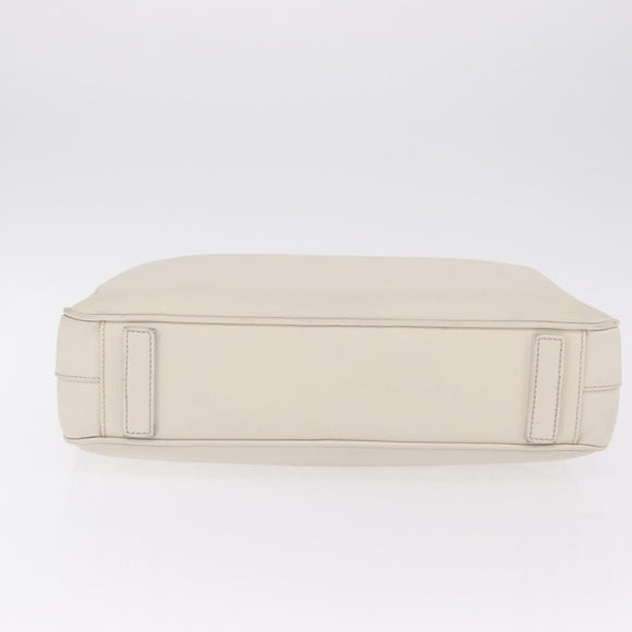 PRADA Business Bag Saffiano leather White Silver Auth ka6834