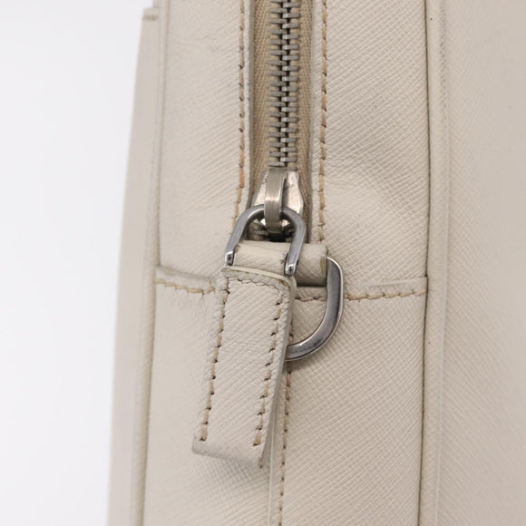 PRADA Business Bag Saffiano leather White Silver Auth ka6834
