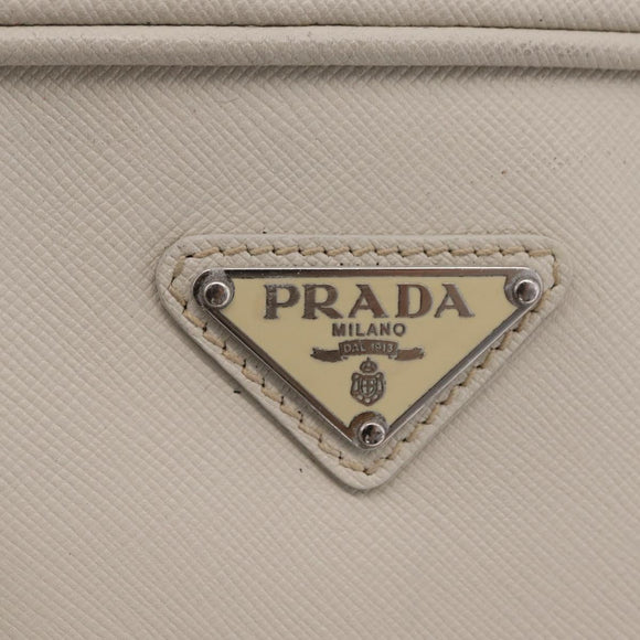 PRADA Business Bag Saffiano leather White Silver Auth ka6834