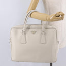 PRADA Business Bag Saffiano leather White Silver Auth ka6834-28
