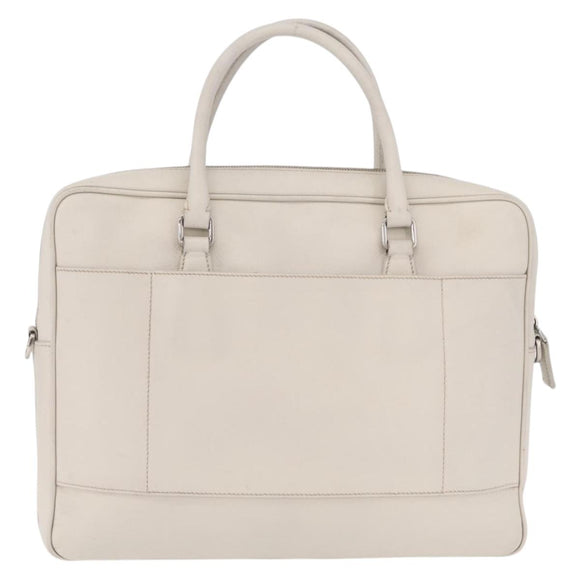 PRADA Business Bag Saffiano leather White Silver Auth ka6834